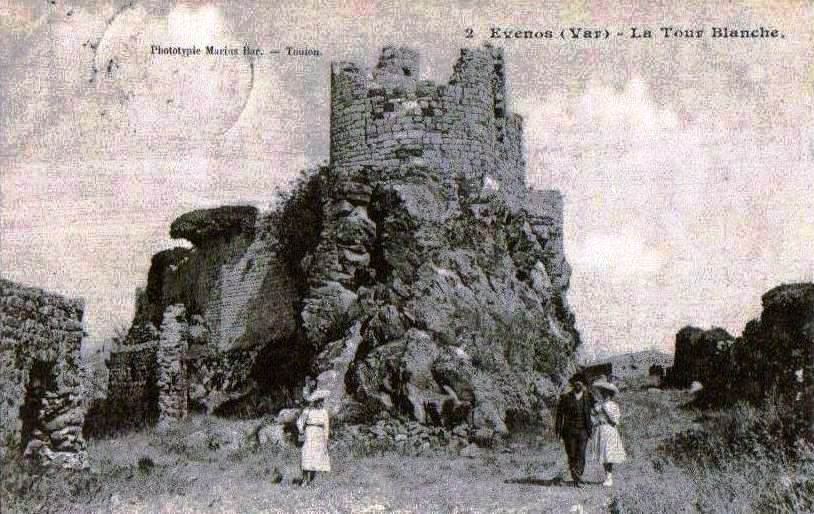 Ruines de la Tour Blanche à Évenos, carte postale ancienne